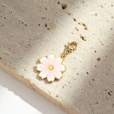 Pink Cherry Blossom Pendant – Elegant Stainless Steel