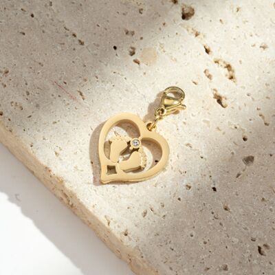 Stainless Steel Footprint Heart Pendant Symbol