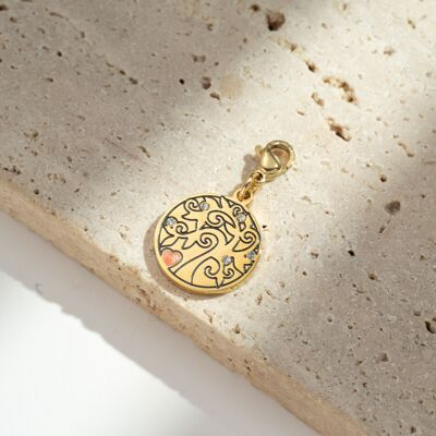 Tree of Life & Red Heart Pendant – Stainless Steel