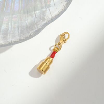 Lipstick Charm Pendant – Shiny Stainless Steel
