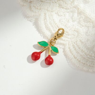 Red Cherry Charm Pendant – Fancy Stainless Steel