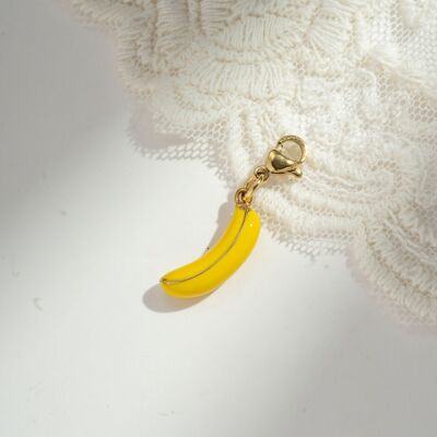 Banana Charm Pendant – Tropical Stainless Steel