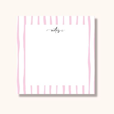 Bloc-notes carré – Rayures cerises roses (10 x 10 cm)