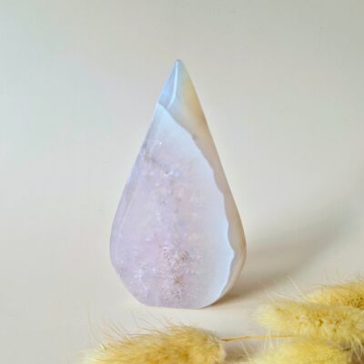Agate grise druzy - Cristal de pierre précieuse debout en forme de larme - #16.111 grammes