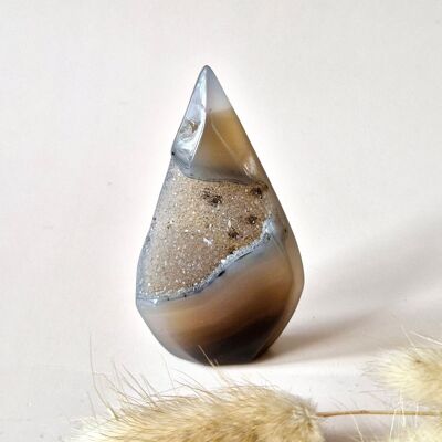 Agate grise druzy - Cristal de pierre précieuse en forme de goutte - n° 17, 50 g