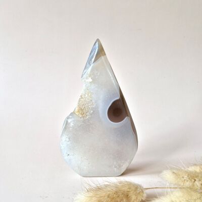 Druzy Gray Agate - Teardrop Drop Standing Gemstone Crystal - #18 137grams