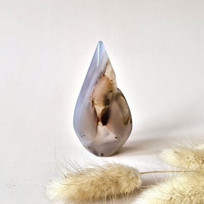 Druzy Gray Agate - Teardrop Drop Standing Gemstone Crystal - #20 56grams