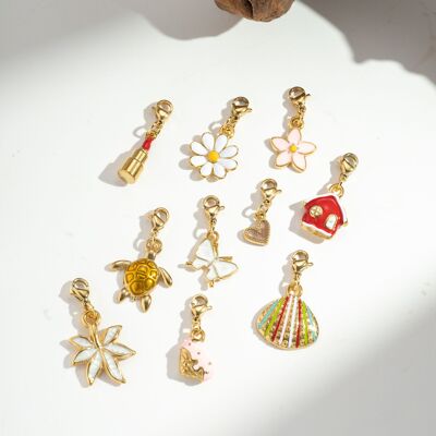 Set of 10 Fun and Original Stainless Steel Charms