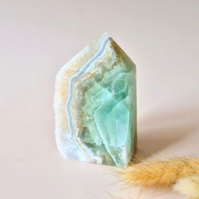 Pointe de fluorite verte – Brute et polie | Pièce unique 375 grammes