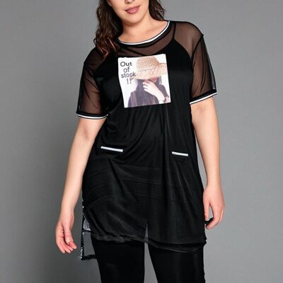 Plus size two-in-one dress with black pattern (C6562)