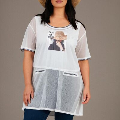 Plus size two-in-one dress with white pattern (C6562)