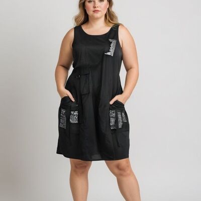 Plus size black urban style dress (C6573)