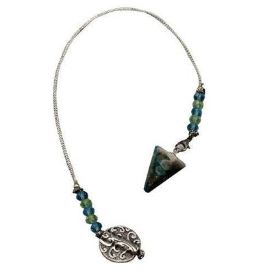 Agate Pendulum W/Glass Beads-Chrysacolla