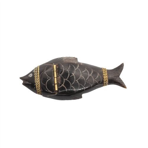 Scatola artigianale in corno di bue - Pesce che nuota