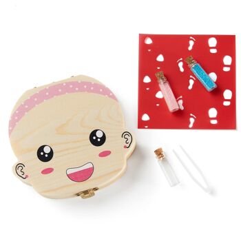 (ENGLISH) boîte dents de lait, brosse a dent enfant en bambou et porte magique la petite souris + 11 Accessoires (rose fille brosse) 3