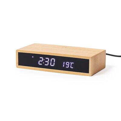 Multifunction Watch 5W Wireless Charger.Nature bamboo. Adjustable Light Intensity.USB connection Color: Wood