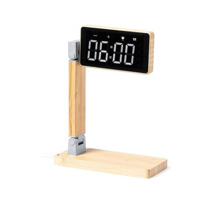 Multifunction LED clock. 15W Wireless Charger. USB output.Foldable Color: Wood