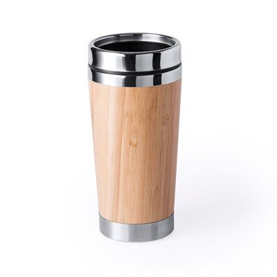 Double-walled thermal steel tumbler, hot/cold, 500 ml. Color: Wood