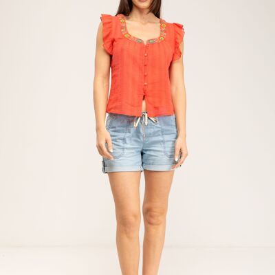 Plain embroidered blouse IC2644B
