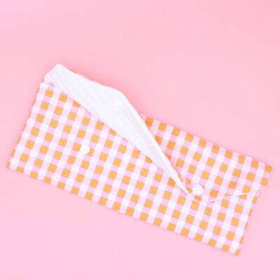 Bolsa de jabón grande - cuadros vichy - rosa - naranja