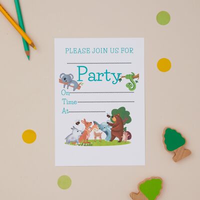 Invitaciones A6 - Invitaciones para fiesta de cumpleaños infantil con temática de selva - Paquete de 10