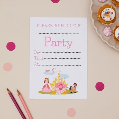 Invitaciones A6 - Invitaciones para fiesta de cumpleaños infantil de princesas - Paquete de 10