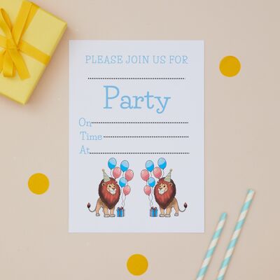 Invitaciones A6 - Invitaciones para fiesta de cumpleaños infantil de Party Lions - Paquete de 10