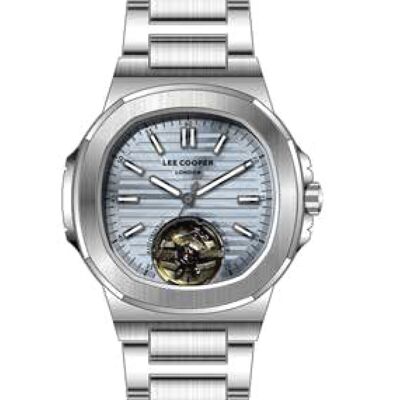 Lee Cooper - GRANT - LC08227 - Montre homme Automatique - Boitier de forme octogonal arrondi en métal argenté