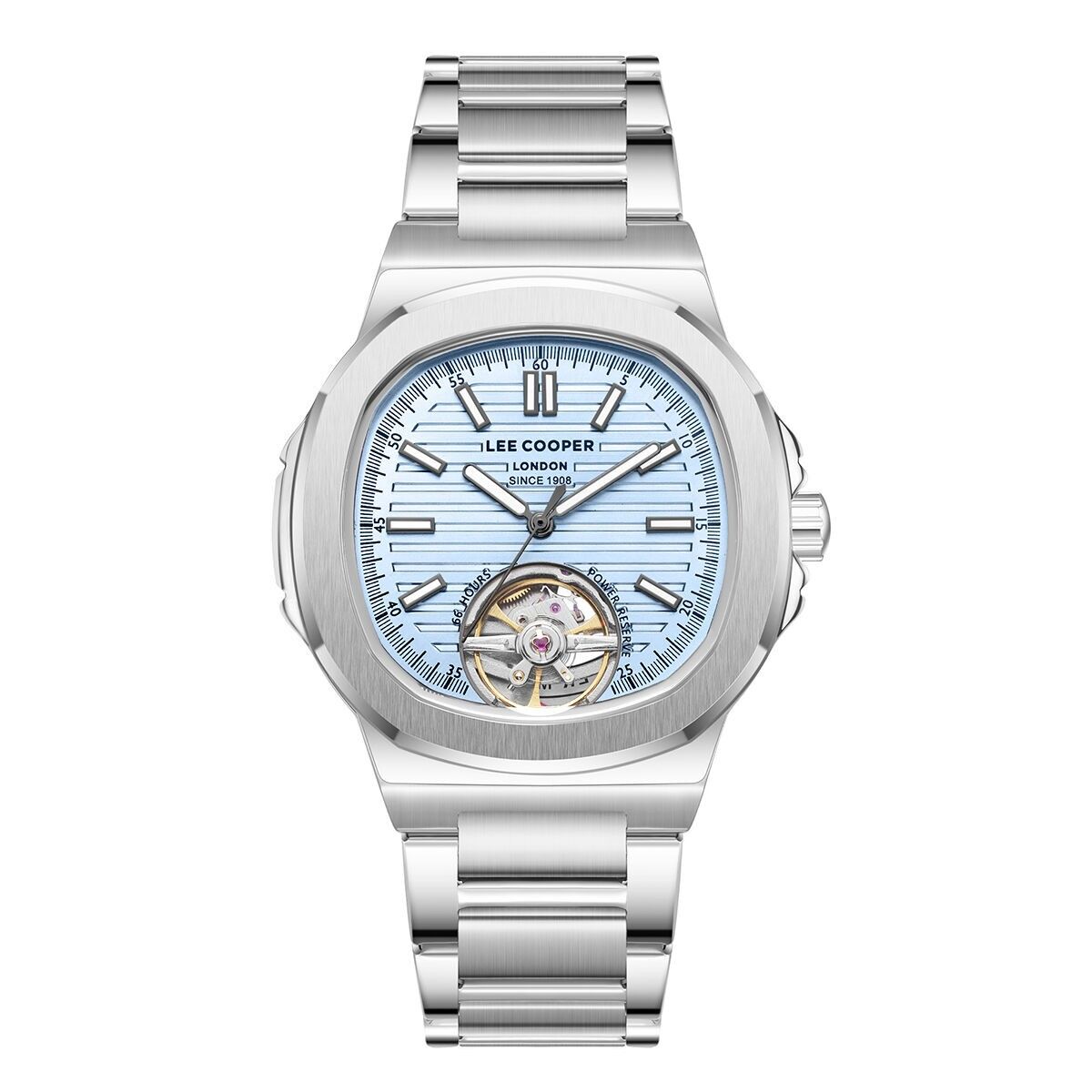 Lee Cooper - GRANT - LC08227 - Orologio automatico da uomo - Cassa ottagonale arrotondata in metallo argentato