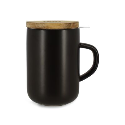 Juliet black tea pot in stoneware and acacia lid 475ml