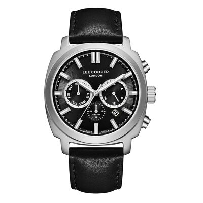 LeeCooper – PATRICK – LC08172 – Reloj para hombre – Movimiento de cuarzo analógico multifunción – Caja redonda de metal plateado