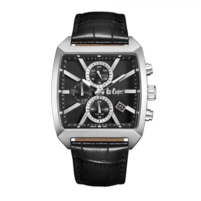 LeeCooper – PAUL – LC08180 – Reloj para hombre – Movimiento de cuarzo analógico multifunción – Caja de metal plateado con barril