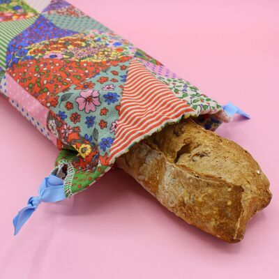 Thick cotton baguette bag - patchwork
