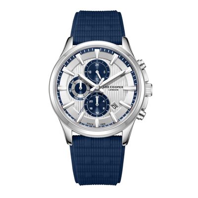LeeCooper – ALBERT – LC08183 – Reloj para hombre – Movimiento de cuarzo analógico multifunción – Caja redonda de metal plateado
