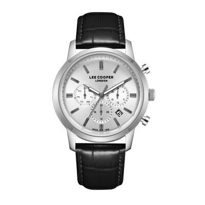 LeeCooper – THEODORE – LC08186 – Reloj para hombre – Movimiento de cuarzo analógico multifunción – Caja redonda de metal plateado