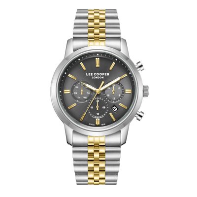 LeeCooper – VINCENT – LC08187 – Reloj para hombre – Movimiento de cuarzo analógico multifunción – Caja redonda de metal plateado