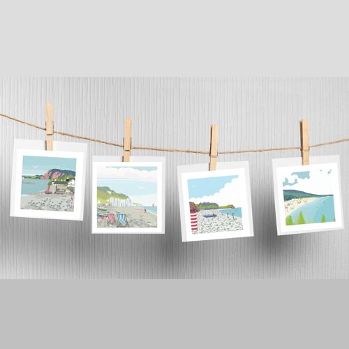 Devon Beaches Cards pack of 4 .