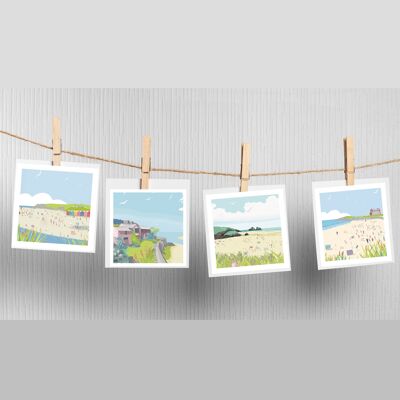 Paquete de 4 tarjetas de felicitación del norte de Cornualles