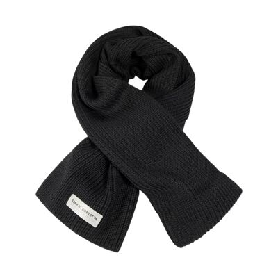 RB5002A | Bufanda de punto CERVINO Mezcla de lana Fabricada en Italia.Color Negro - Talla Única