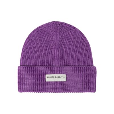 RB5003Y | CERVINO Wool Blend Knit Hat Made in Italy.Color Purple - One Size