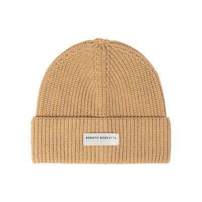 RB5003Z | CERVINO Wool Blend Knit Hat Made in Italy.Camel Color - One Size