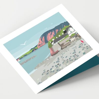Sidmouth Beach Devon Card - Paquete de 4 tarjetas