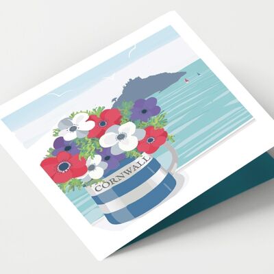 Tarjeta Mount and Flowers Cornwall - Paquete de 4 tarjetas