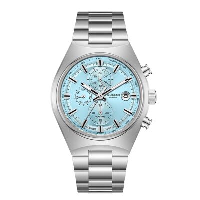 LeeCooper – BAPTISTE – LC08214 – Montre Homme – Analogique Mouvement Multifonction – Boitier tonneau en métal argenté