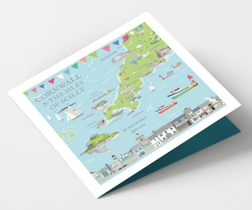 Cornwall Map - Pack of 4 Cards