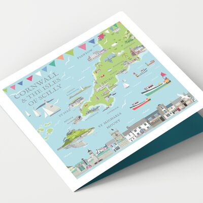 Mapa de Cornualles - Paquete de 4 tarjetas