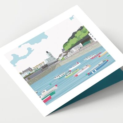 Tarjeta Porthleven Harbour Cornwall - Paquete de 4 tarjetas