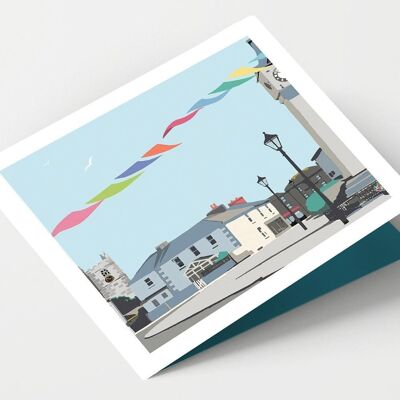 St Just Market Town Clock Cornwall Card - Paquete de 4 tarjetas
