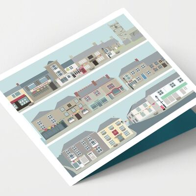 Tarjeta St Just Market Square Cornwall - Paquete de 4 tarjetas