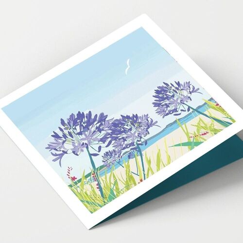 Isles of Scilly and Agapanthus  Cornwall Card - Pack of 4 Cards